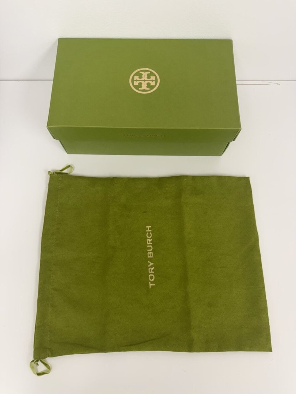 Tory Burch EMPTY Green Shoe Box Storage Gift Box & Bag Closet Display Dust Bag